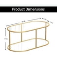 thumbnail image 2 of Coffee Table Gold Glass Coffee Table for Living Room,2 Tiers Oval Center Table with Sturdy Metal Frame,Modern Tempered Glass Accent Table for Bedroom Home Office, 2 of 18