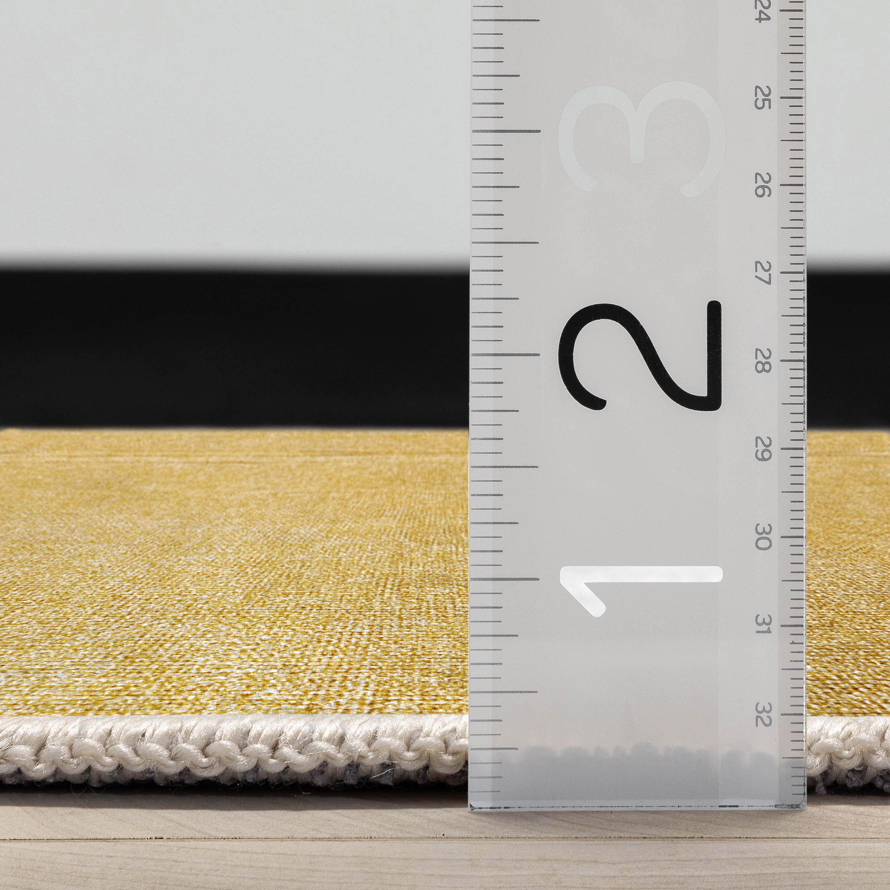 Well Woven Plain Solid Modern Solid Yellow Flat-Weave 2' x 5' Runner Rug