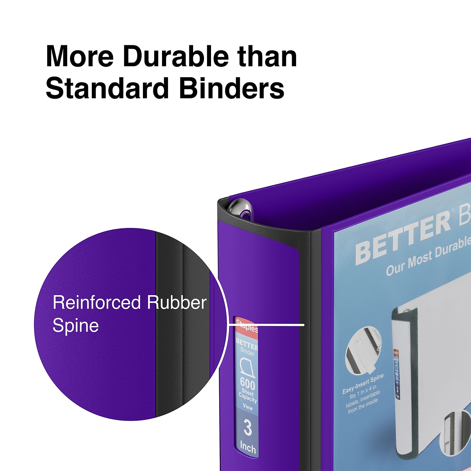 Staples Better 3-Inch Slant D 3-Ring View Binder, Purple photo 4