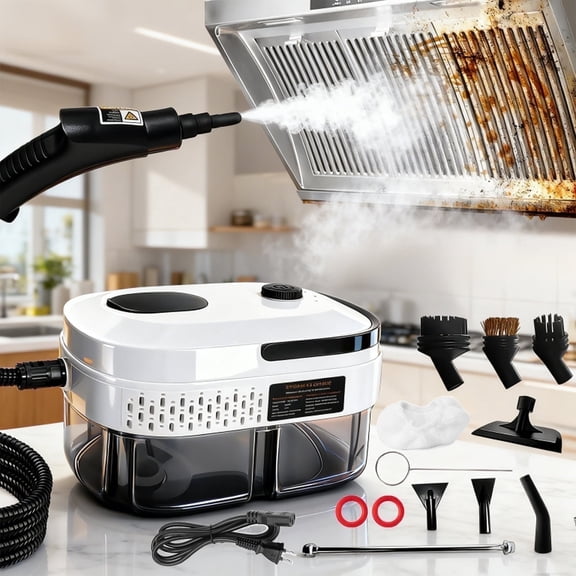 Handheld Steam Cleaner, 2500W High Pressure Steam Cleaner, Portable Steamer for Cleaning, 3-Level Adjustable Portable Steamer, Accessories for Home, Car, Kitchen (White).