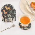 thumbnail image 3 of Yayeee 6 PCS Drink Coasters with Holder Set Woven Absorbent Round Tabletop Hot Pad, Orange Dinosaur, 3 of 7
