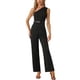 thumbnail image 1 of INSPIRAR CHIC Mono de un hombro para mujeres, vestido sin mangas, con cinturón, pantalones anchos, color negro, talla XL, 1 of 6