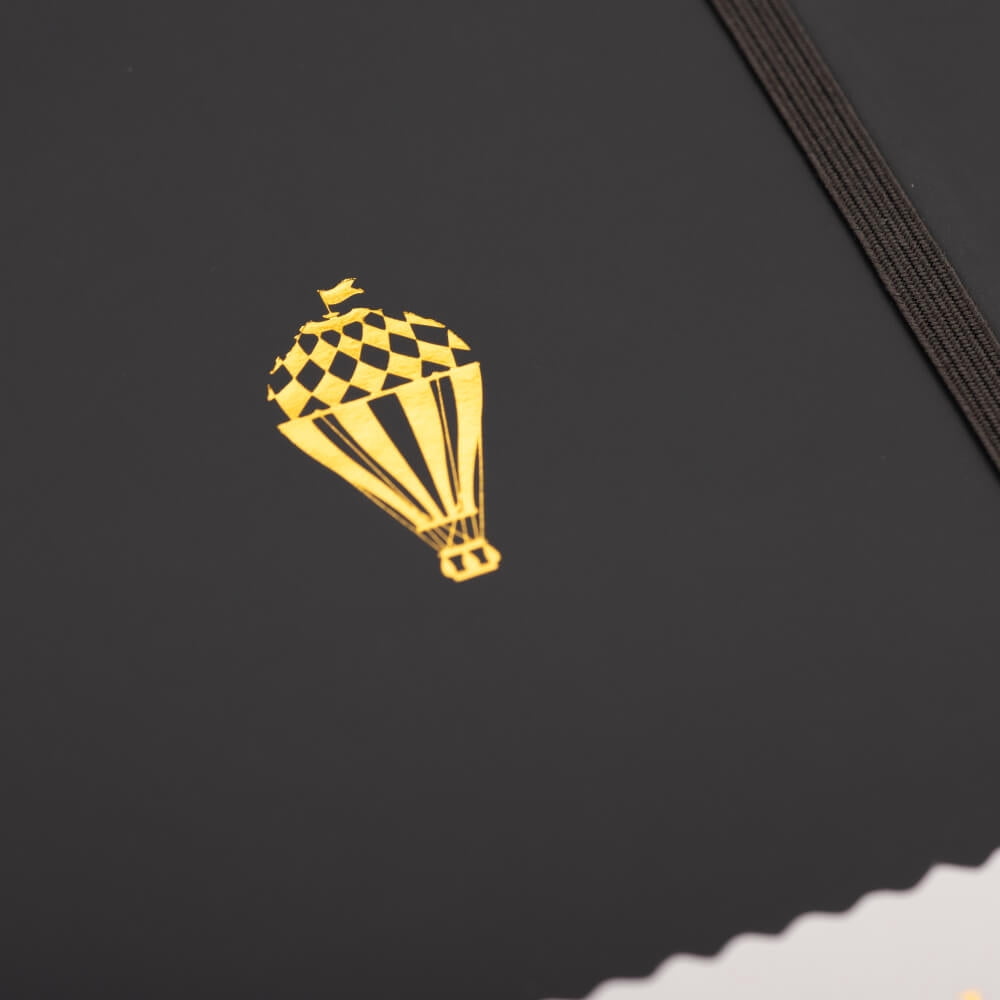 Yop & Tom - Bullet Dot Grid Journal Extra Thick Paper 160 GSM - Hardback A5 - Charcoal Hot Air Balloon