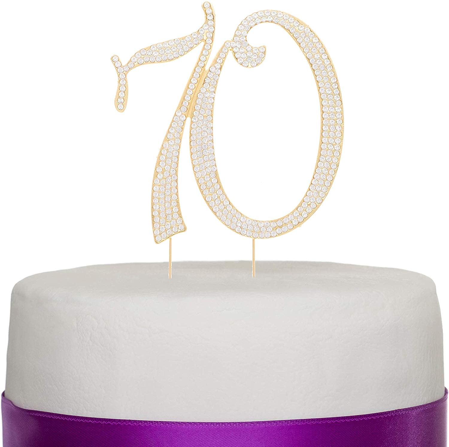 Birthday Cake Topper Rhinestone Crystal Anniversary Silver 90th cupcake decorate