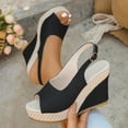 thumbnail image 5 of Pandaie Womens Espadrille Dressy Wedge Sandals Open Toe Platform Slingback Slip on Sandal Comfortable High Heels Pumps Shoes 3.91 Inch Black 9, 5 of 7