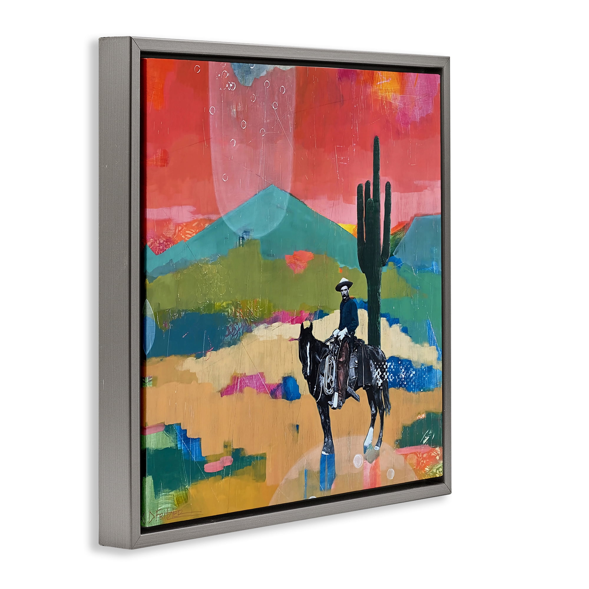 Stupell Industries I Used To Be A Cowboy Gray Framed Floater Canvas Wall Art, design by Dianna Fritzler