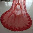 thumbnail image 5 of Elegant Red Cathedral Wedding Veil with Sequins - 1.5m Wide Soft Tulle Bridal Veil with Metal Comb, 5 of 6
