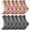 Grey-Pink, variant on 6 Pairs Pilates Socks with Grips for Women, Non Slip Yoga Grip Socks, Grippy Ballet Barre Socks for Dance Hospital