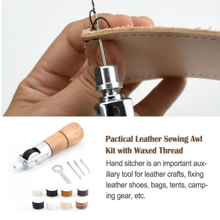 LSAR 5 Pieces Sewing Awl Kit, Leather Sewing Awl Stitching Tools, Hand  Stitcher Set, Craft Supplies for Quickly Repairing and Sewing Leather/Thick
