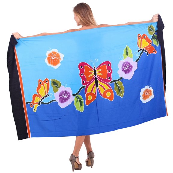 HAPPY BAY Women's Beach Wrap Bikini Swimwear Swim Cover up Skirt Bathing suit Summer Wraps Beachwear Sarong Coverups Swimsuits for Women One Size Lapis, Floral