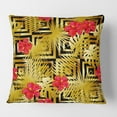 thumbnail image 2 of Designart Tropical Gold Luxury Pattern I' Mid-Century Modern Throw Pillow - 16x16, 2 of 2