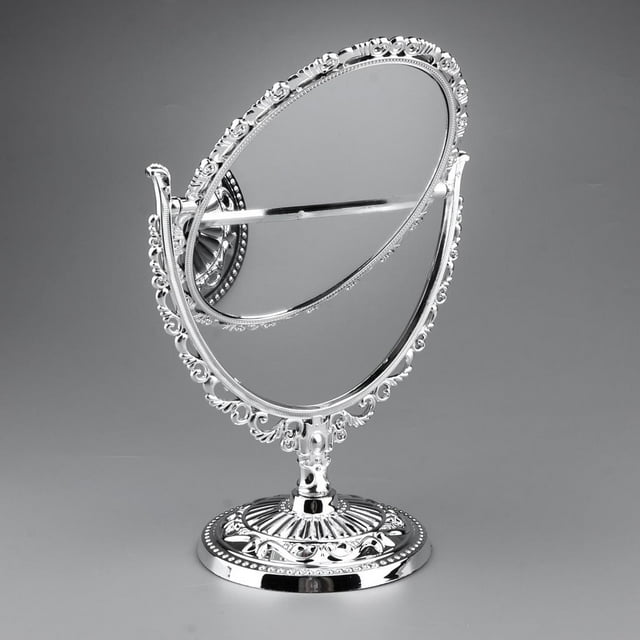 360 Degree Rotating Double Sided Cosmetic Mirrors Table Top Ornaments - , Oval