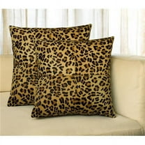 HomeRoots 544606 Square 18 in. Brown & Black Leopard Cowhide Throw Pillows - Set of 2