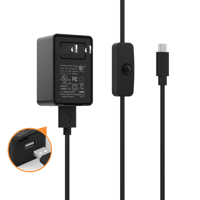 NATEFEMIN High-Performance for Raspberry Pi 4 USB-C Charger, Ideal for Devices with Type-C Ports