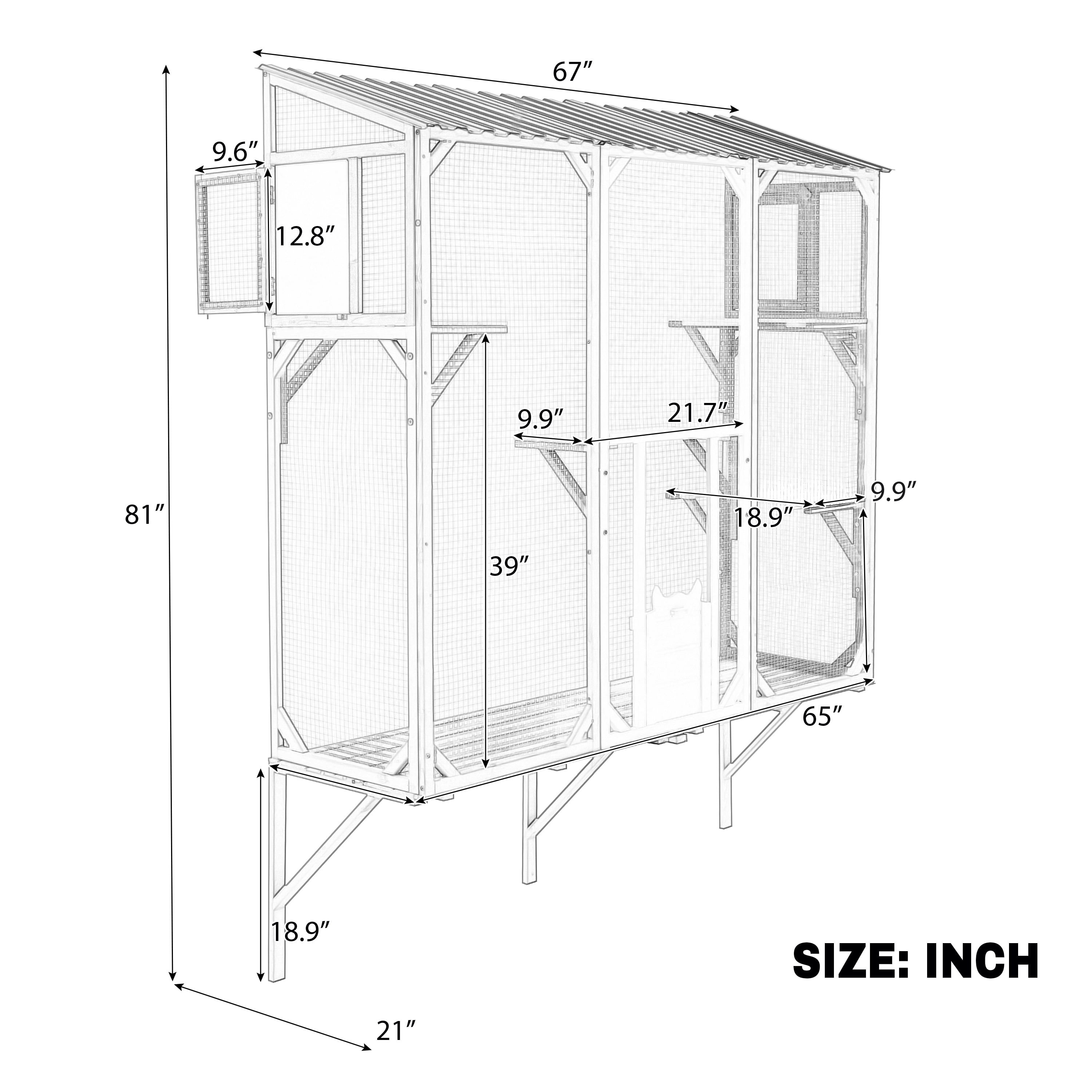 Outdoor Cat Catio Cat Climbing Catio Window Cat House Cat Patio Enclosure with Platforms for 1-3 Cats, Black+Brown  WL