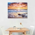 thumbnail image 2 of Creowell  Wall Art Decor Canvas Print Picture Beautiful Kauai Sunrise Ocean Sea Waves Scenery Painting Beach Artwork for Kitchen Office Home Wall Decor Framed Ready to Hang 20x16 in/16x12 in, 2 of 4