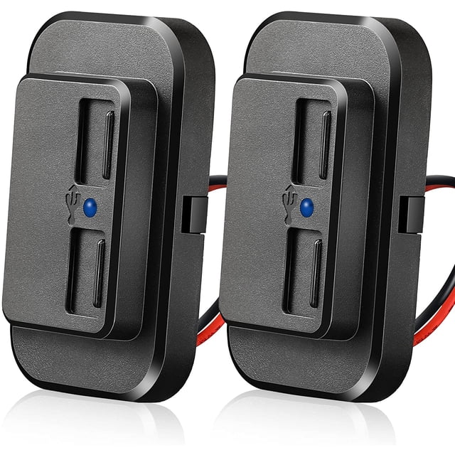 12V USB Outlet Automotive USB Port Panel Mount 12V USB Charger Multi Port Switch Panel Car Charger Socket Power Dual Port 12V 24V Quick Car Charger for Cars Bus ATV RV Boat Truck, 3.1 A (2 Pieces)