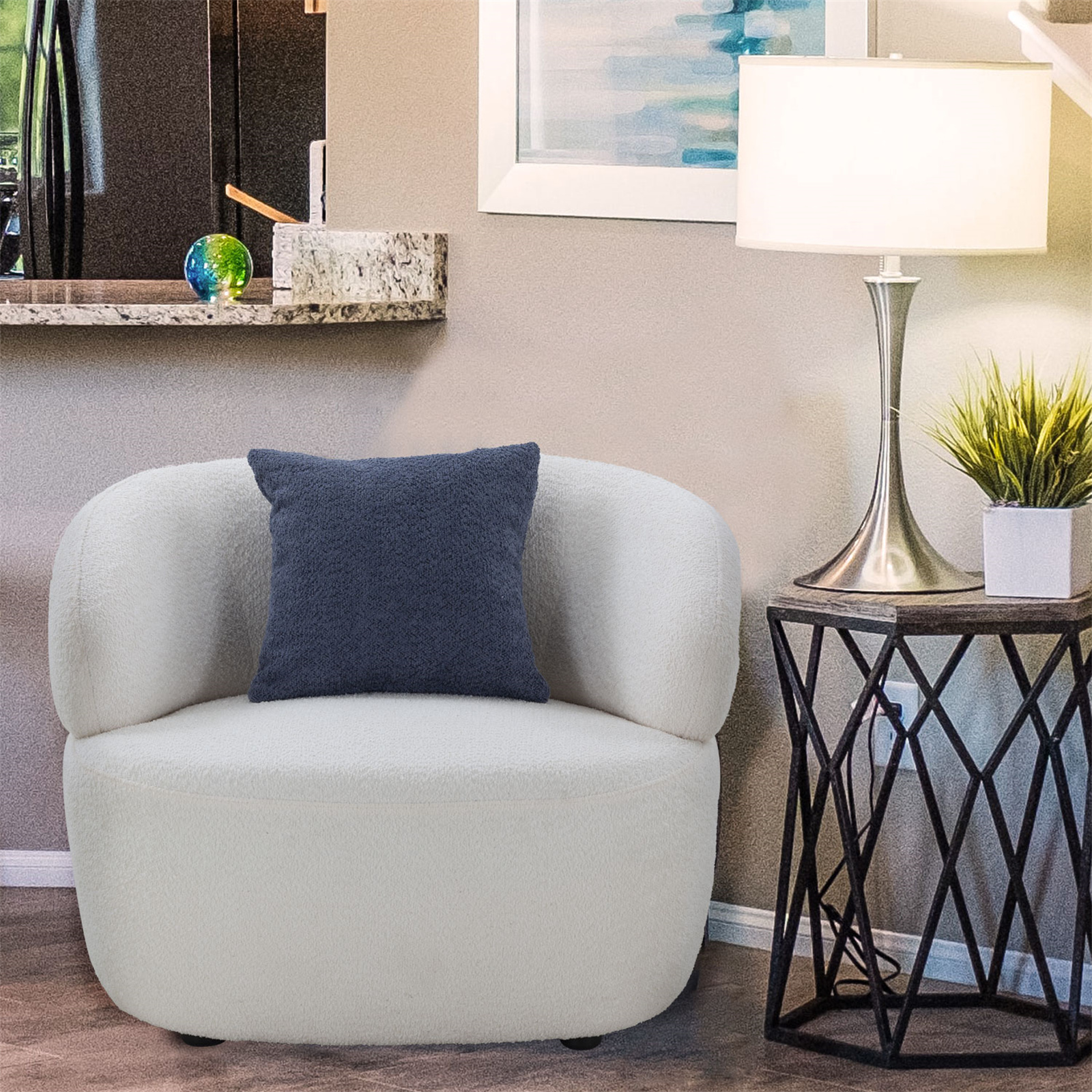 Kevinplus Round Curved Sofa Chair Modern Leisure Arm Chair Back