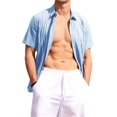 thumbnail image 4 of Print Men Short Sleeve Turn-Down Collar Casual Blouse Tops, 4 of 5