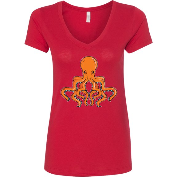 Inktastic Orange Octopus Women's V-Neck T-Shirt