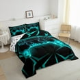 thumbnail image 3 of jejeloiu Teens Video Game Queen Comforter Set,Boys Gamepad Console Bedding Sets,Cyan Black Bedding Comforter Set For Kids,Microfiber Bedroom Decor Reversible,3-Piece, 3 of 8
