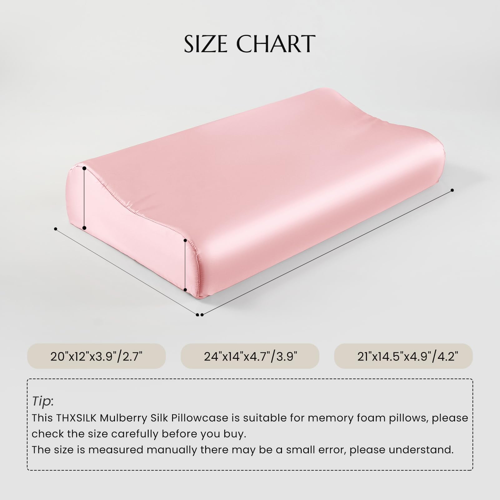 THXSILK Silk Contour Pillowcase, 19 Momme Silk Cervical Pillowcase, Neck Pillowcase, Wave Shape Pillow Case, 100% Pure Mulberry Silk, Pink