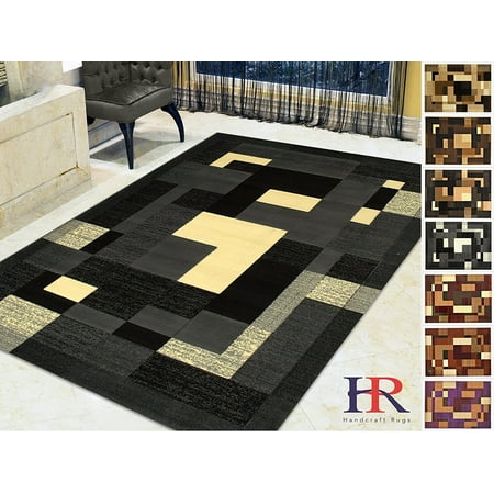- Handcraft Rugs - Grey/Ivory and White/Modern Rectangular Geometric Frame Pattern Area Rug (Approximately 8 by 10)