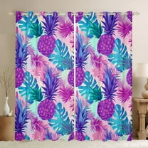 jejeloiu Pineapple Curtains Pack of 2 (42x84 Each),Tropical Monstera Leaf Curtains Blackout,Watercolor Ombre Bedroom Curtains For Teens,Breathable Home Decor