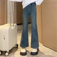 thumbnail image 2 of Otqutp Girls Flare Jeans Vintage Aesthetic Bell Bottom Denim Pants Elastic High Waist Slim Fit Trendy Stretchy Y2K Clothes, 2 of 9