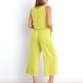 thumbnail image 5 of SDNall 2 Piece Sets for Women Summer Round Neck Sleeveless Blouse +Loose Pockets Pants Sets (Yellow, Sizes XXXXL-XXXXXL), 5 of 9