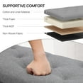 thumbnail image 6 of MoNiBloom 42" Microfiber Rectangle Storage Ottoman, Upholstered Tufted Footrest Stool Footstool with Nailhead Trims for Living Room Bedroom Home Office, Grey, 6 of 9
