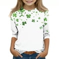 thumbnail image 2 of THDHVS Shirts for Teens Girls, Kids Heart Print 3/4 Sleeve Tee for Casual Holiday Wear White 9-10 Years, 2 of 5