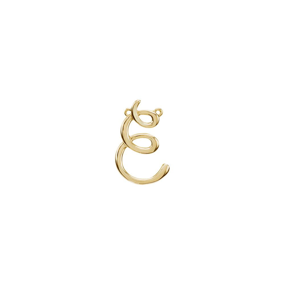 Width 10 to 13 Jewels By Lux 14K Yellow Gold Medium Script Initial E Charm