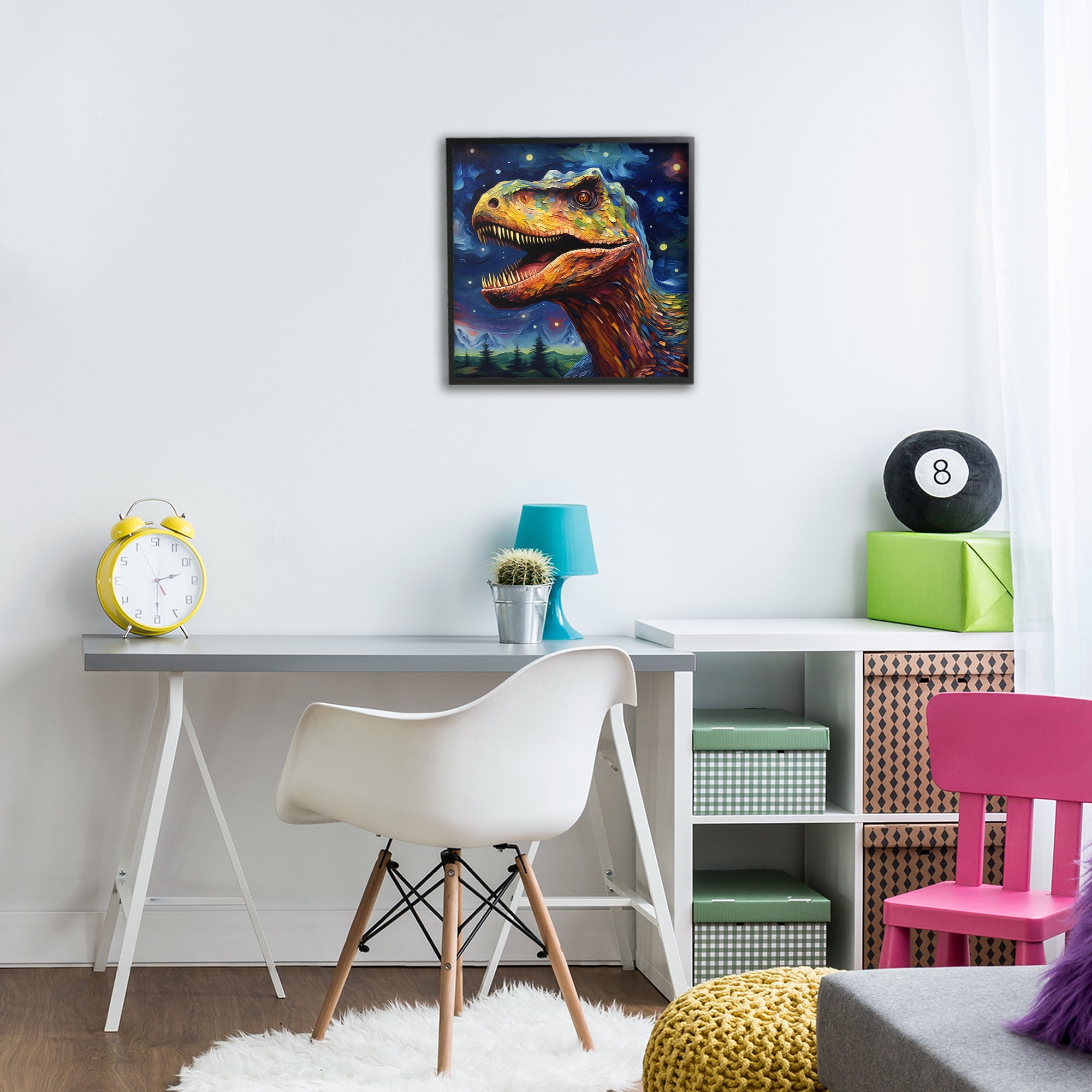 Stupell Industries Starry Sky Dinosaur Black Framed Giclee Art, design by Creative Studio