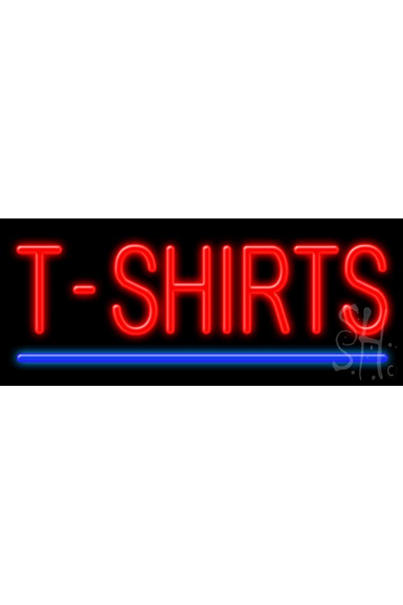T Shirts LED Neon Sign 10" Tall x 24" Wide - inches, Black Square Cut Acrylic Backing, with Dimmer - Bright and Premium built indoor LED Neon Sign for Storefront.