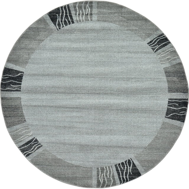 Unique Loom Tapis de Transition de la Collection Del Mar Inspiré du Design Contemporain Moderne, 8' 0 x 8' 0 Rond, Gris Clair / Beige