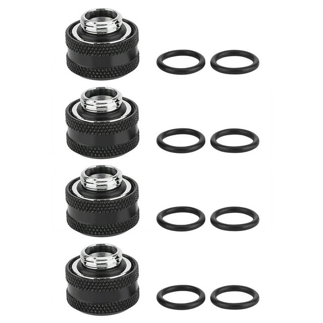 4 Pcs / Pack Water Cooling Compression Fitting for Rigid Acrylic Tube OD 16mm Black