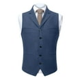 thumbnail image 2 of BVOFAR Mens Tweed Herringbone Suit Vest Business Casual Wool Blend Waistcoat Vintage Wedding Prom Waistcoats Blue S, 2 of 6