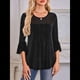 thumbnail image 4 of Blusa Elegante con Volantes para Mujer, 3/4, Cuello Redondo, Doble Capa, , Túnica. Negro L, 4 of 9