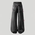 thumbnail image 6 of WMQPNNS Girl's Jeans Elastic High Waist Jeans for Girls 10-12 Wide Leg Baggy Y2K Loose Denim Pants Kids Trousers Streetwear with Zipper and Pockets(Size 10-11 Years, Black), 6 of 8