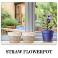 thumbnail image 3 of Raindrops 2Pcs Multi Straw Woven Flower Basket Planter Natural Touch for Balcony, 3 of 6