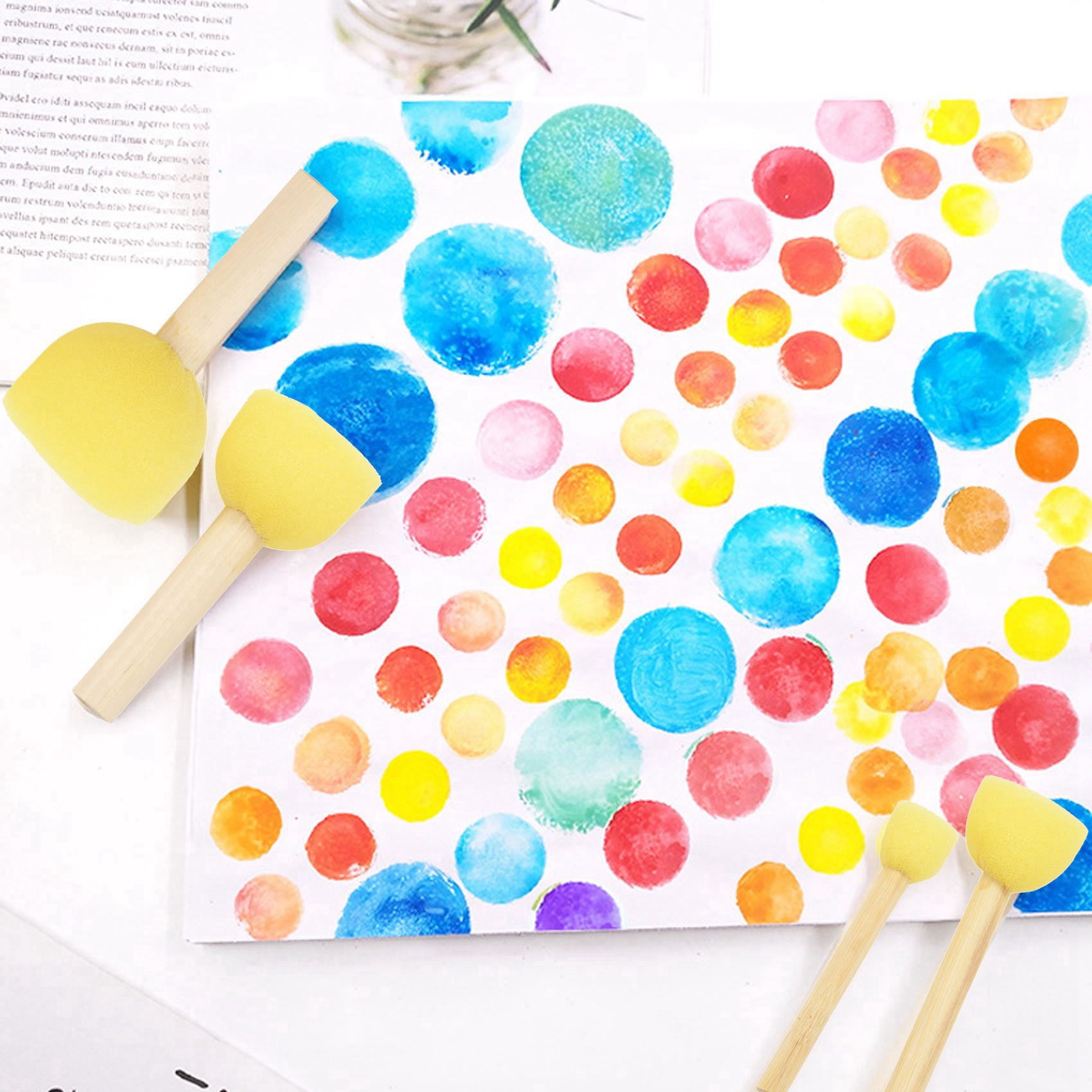 Pack of 90 Round Foam Sponge Paint Brush Set - Stencil Brush Value Pack - 5 Different Sizes - Great for Kids Arts