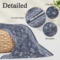 thumbnail image 3 of Navy Blue Floral Throw Pillow Covers, Ethnic Tribe Abstract Art Flowers Soft Breathable Pillow Cases with Invisible Zipper for Sleeping, Small Pillowcases for Couch Bed Sofa Chair 16x24 Inches, 3 of 9