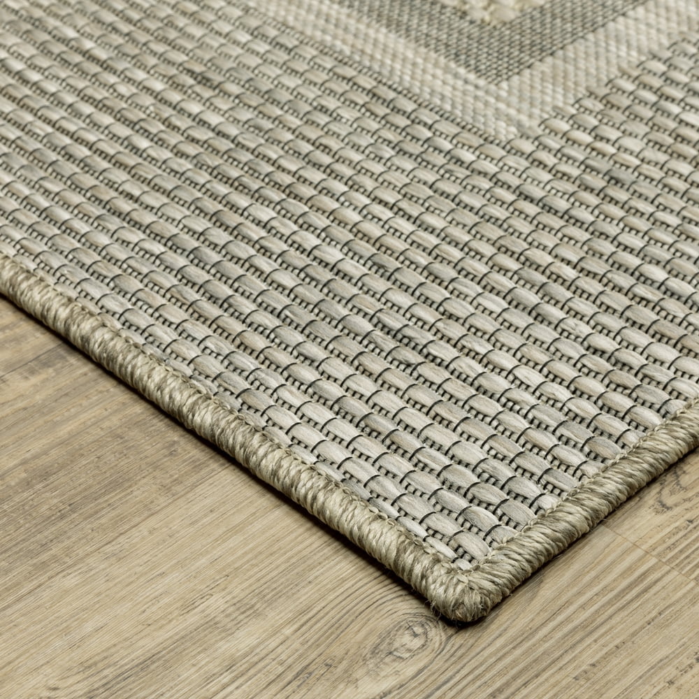 Oriental Weavers Tortuga Indoor/Outdoor Rug - TR06A - 3'3" x 5' - in Beige/ Black - Classic Casual Style, Water, Stain and Fade Resistant, Hose Clean, Patio, Outdoor Living Area Rug