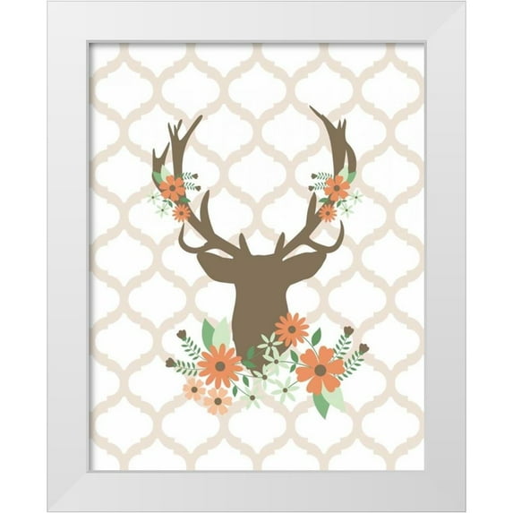 Robinson, Tamara 26x32 White Modern Wood Framed Museum Art Print Titled - Deer Flowers I