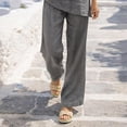 thumbnail image 5 of Xdegoge Two Piece Linen Sets for Women 3/4 Sleeve V Neck Matching Set with Pockets Shirts and Wide Leg Lounge Pants Beach Vacation Breathable Outfits, 5 of 7