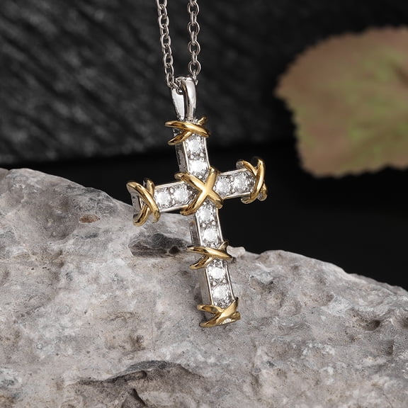 Zircon Cross Pendant Necklace Men's and Women's Party Jewelry