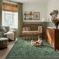 thumbnail image 4 of Lahome Washable 5'x7' Area Rug, Green Vintage Floral Rugs for Living Room, Non-Slip Soft Low Pile Botanical Birds Pattern Carpet for Bedroom Dining Room Office Decor, Green, 4 of 12