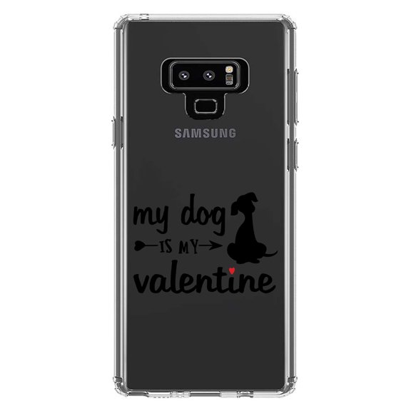 DistinctInk Clear Shockproof Hybrid Case for Samsung Galaxy Note 9 - TPU Bumper Acrylic Back Tempered Glass Screen Protector - My Dog is My Valentine
