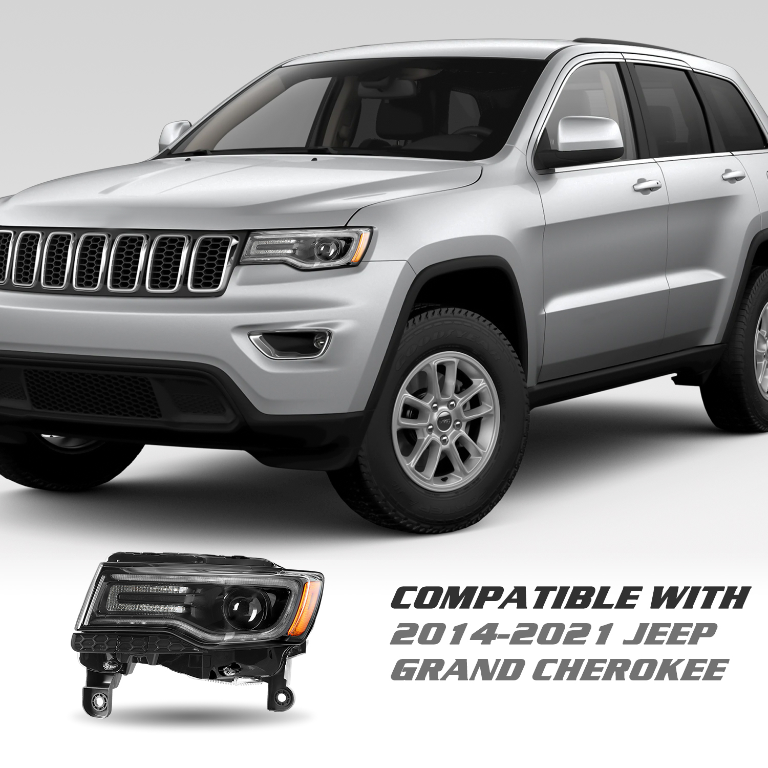 Black Headlights For 2014-2021 Jeep Grand Cherokee w/Bulbs&Ballast HID Lamp LH/RH